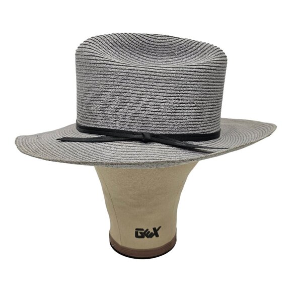 Floppy Panama Hat Size 7 1/4 Custom Made Gray Black Band Beaver Hats Vintage USA - Picture 6 of 12